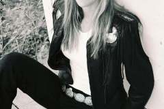 Désirée wearing a custom made fringed leather jacket from Cactus Mountain