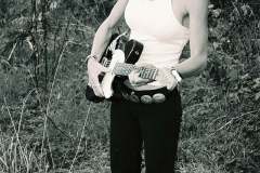 Desiree playing a Stratocaster